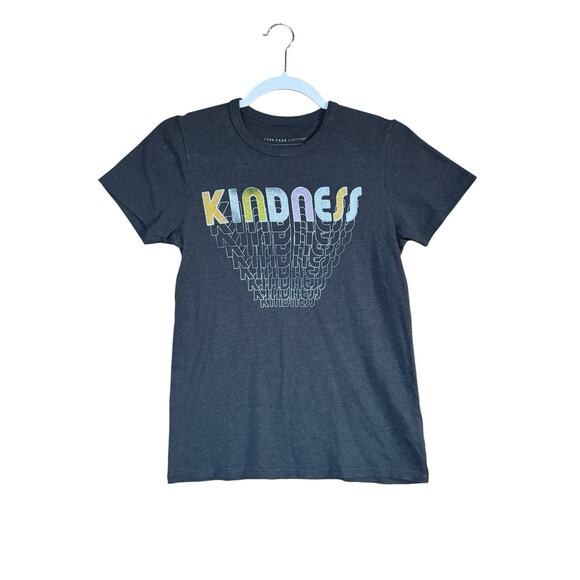 Anthropologie Kindness Graphic Dark Gray Tee Sz Small Retro Inspired Distressed - Picture 1 of 5